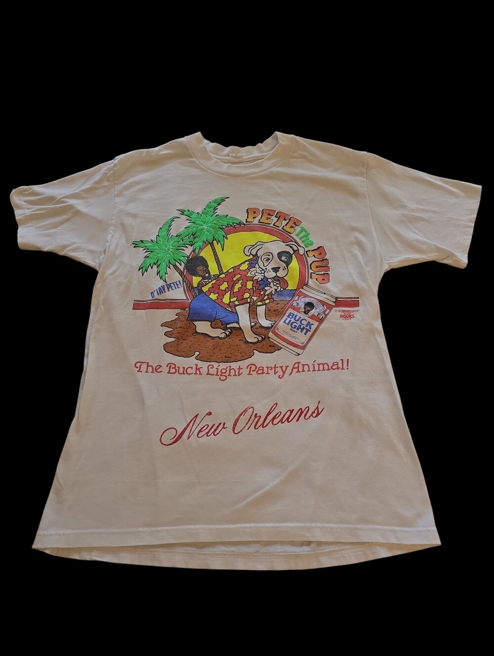 Vintage 1987 White Rascals Buck Light W/ Pete The Pup Party Animal Shirt Size L